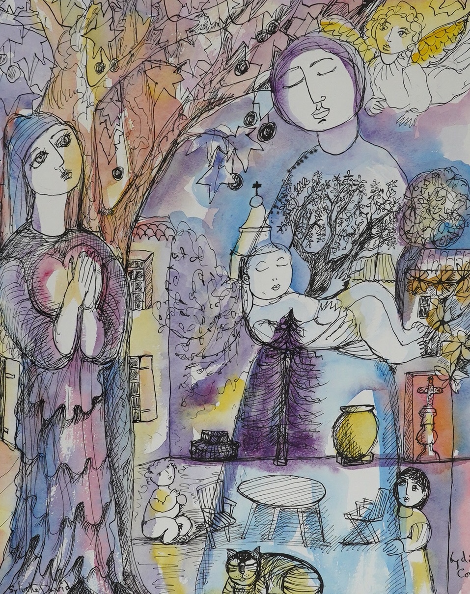 Lydia Corbett (b.1934), ink and watercolour, ‘Sylvette David’, signed and inscribed in ink, 49 x 38cm. Condition - good